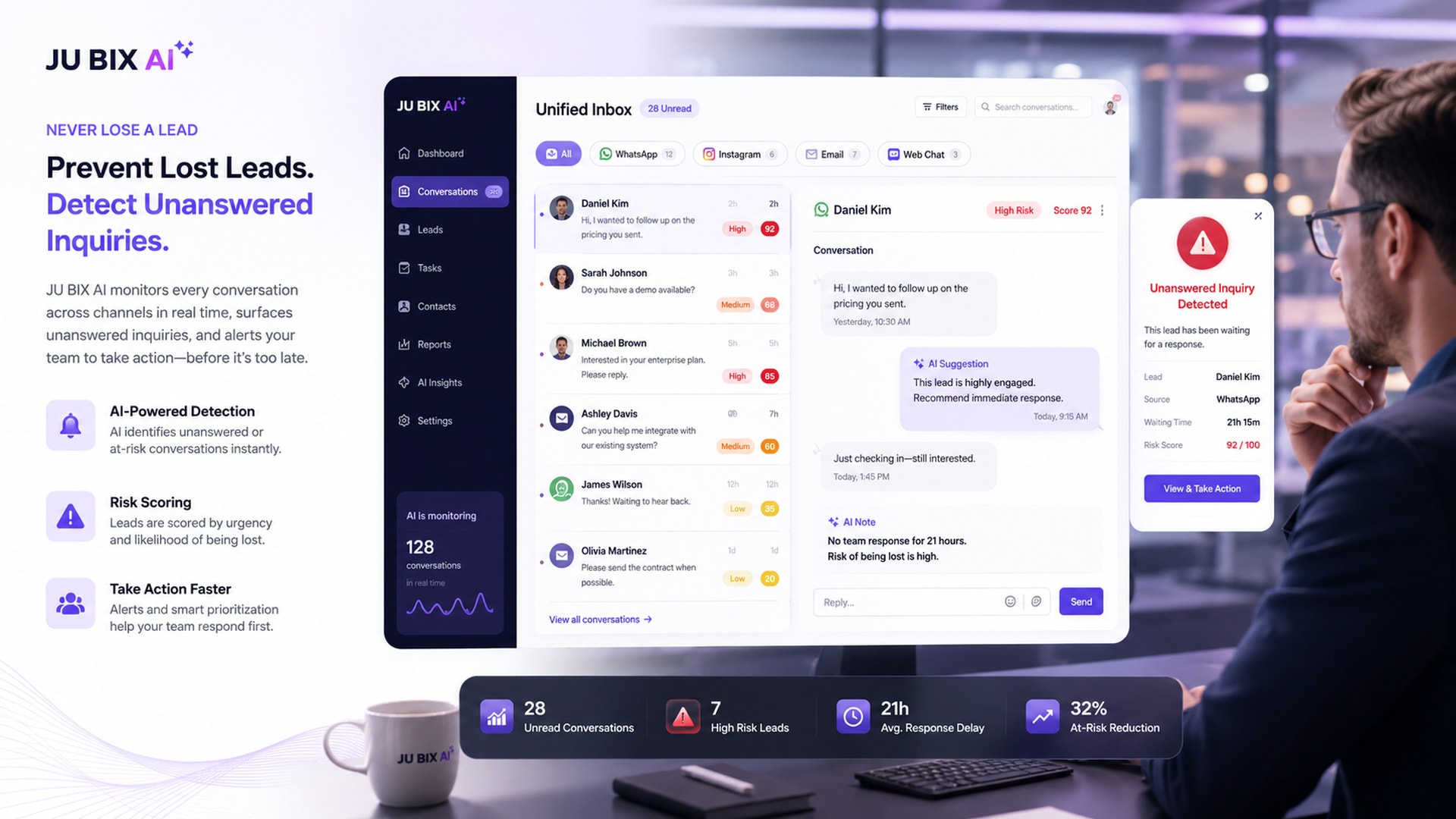 Система выявляет необработанные обращения и потерянные заявки